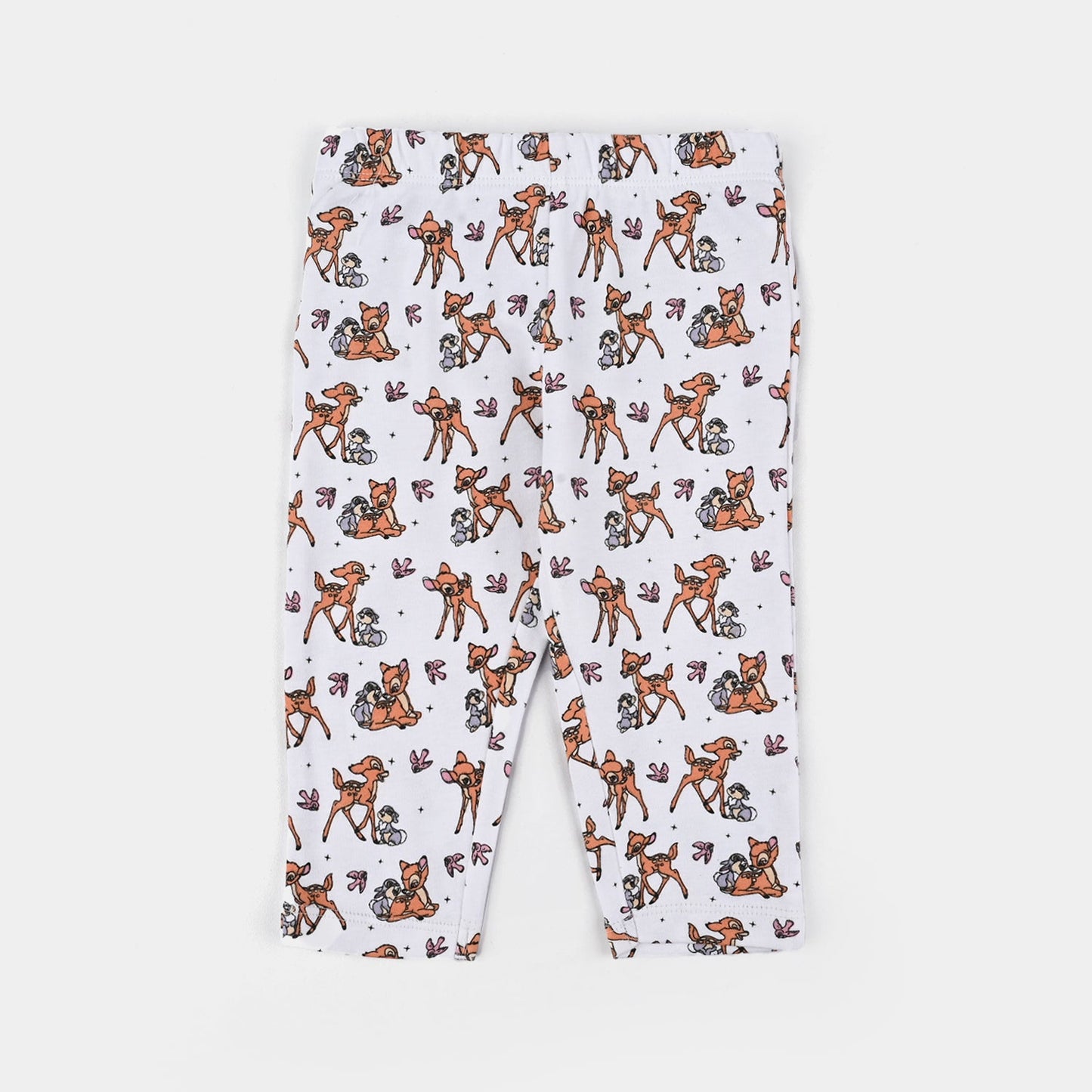 Infant Girls Cotton Interlock Pyjama Pack of 3 - Bambi Print - Pink & White
