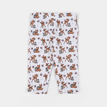 Infant Girls Cotton Interlock Pyjama Pack of 3 - Bambi Print - Pink & White