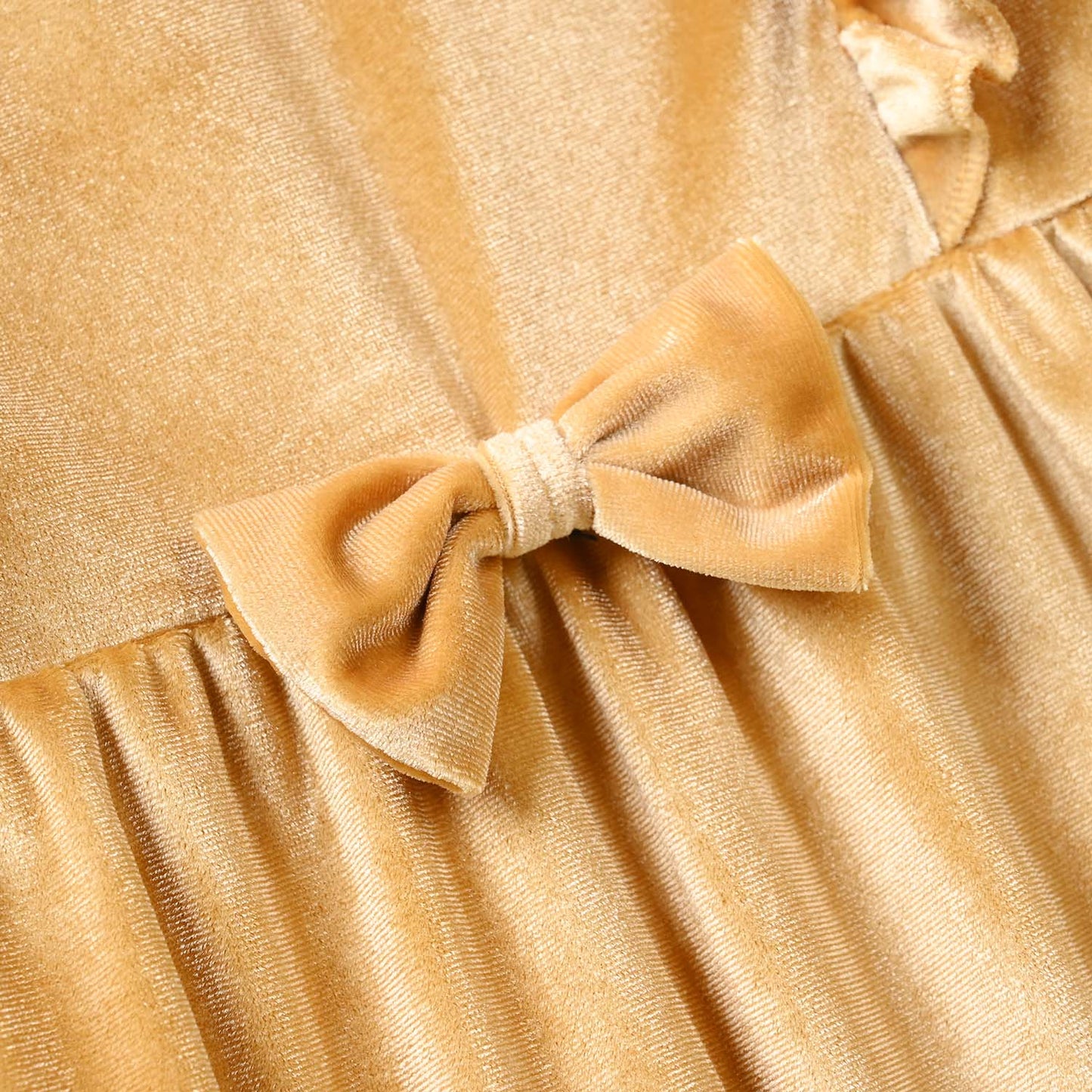 Infant Girls Velvet Romper - Yellow