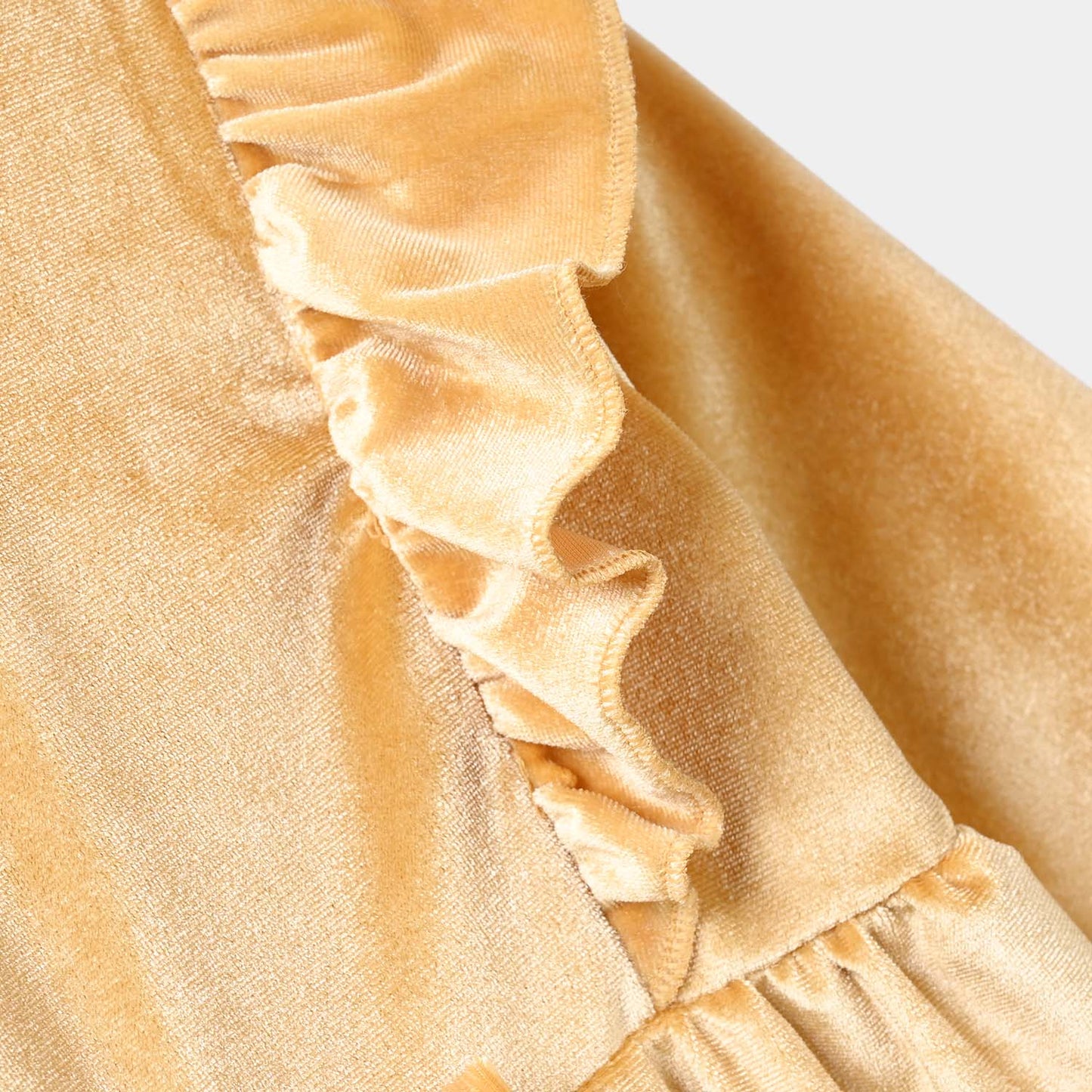 Infant Girls Velvet Romper - Yellow