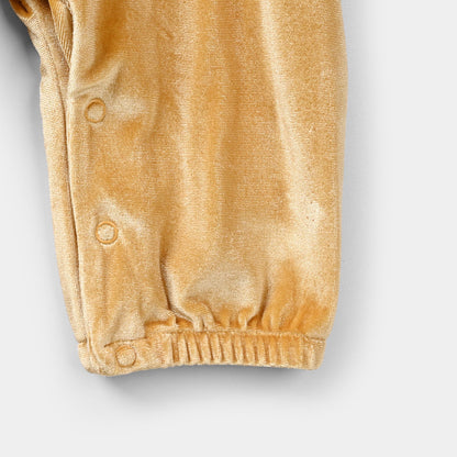 Infant Girls Velvet Romper - Yellow