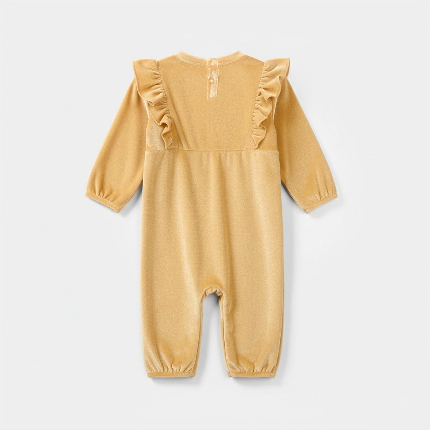 Infant Girls Velvet Romper - Yellow