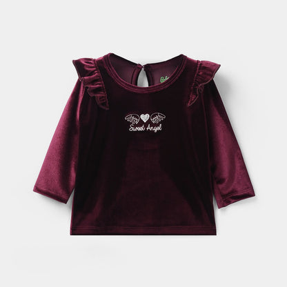 Infant Girls Velvet Suit Raffle Style-Red