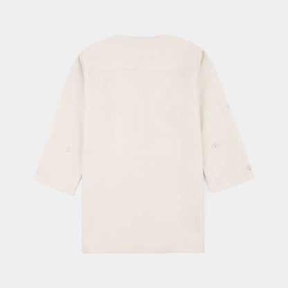 Infant Boys Poly Viscose Kurta Pajama (Flora Motif) - Off White