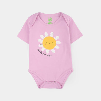 Infant Girls Cotton Interlock Romper (Ready for Hugs) - Pink