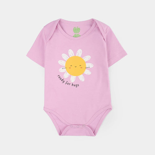 Infant Girls Cotton Interlock Romper (Ready for Hugs) - Pink