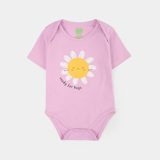 Infant Girls Cotton Interlock Romper (Ready for Hugs) - Pink